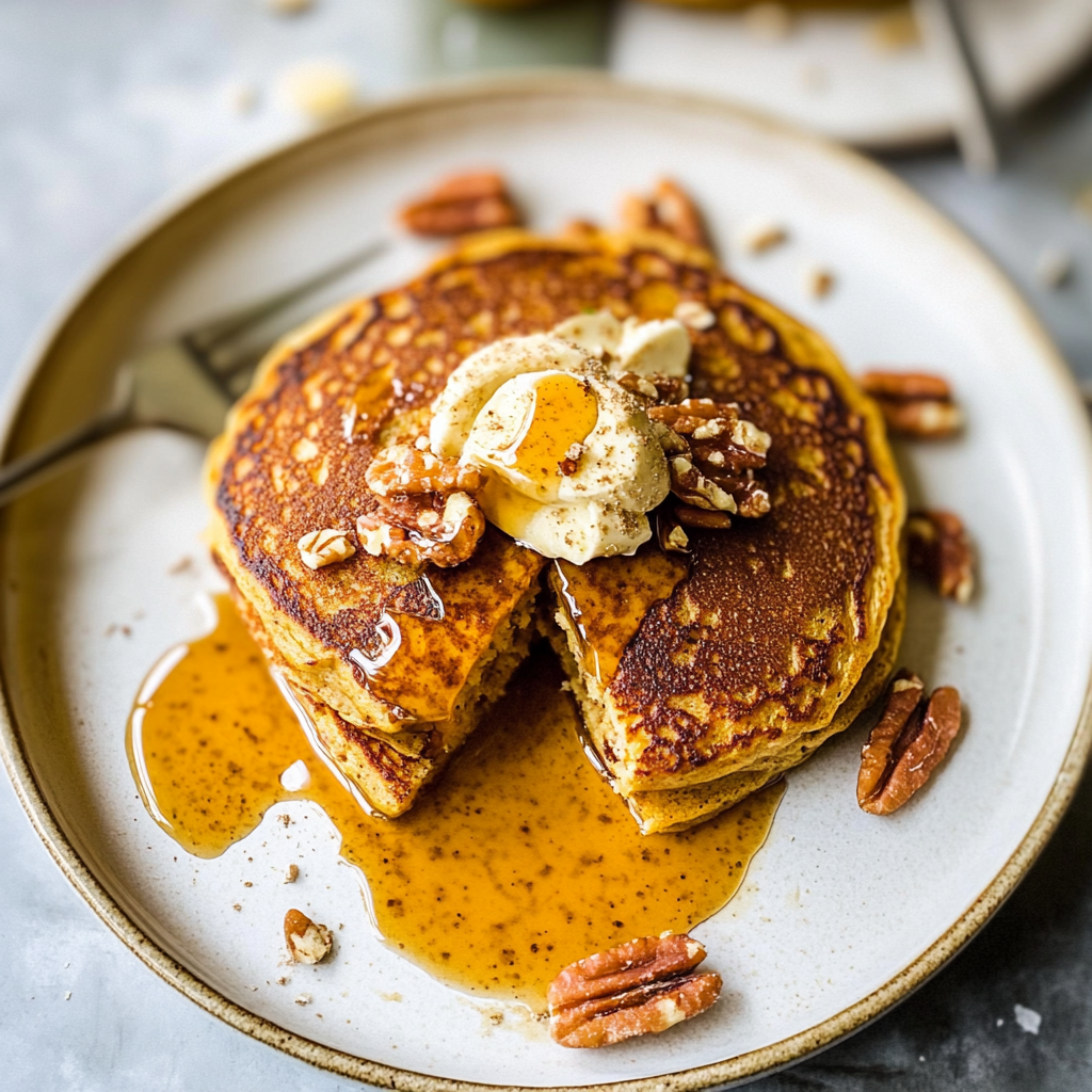Healthy Pumpkin Oatmeal Pancakes