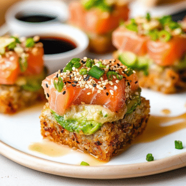 Crispy Rice Sushi Cupcakes with Smoked Salmon