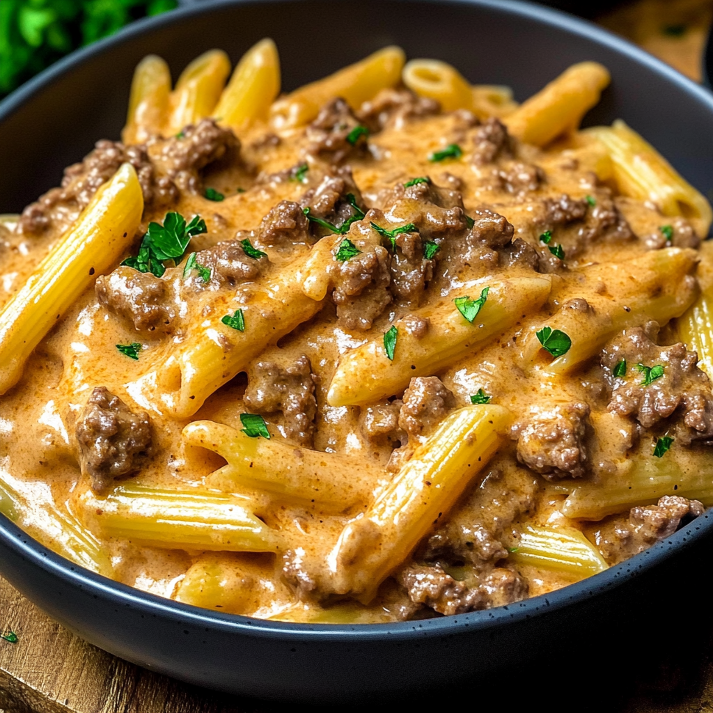 High Protein Creamy Beef Pasta