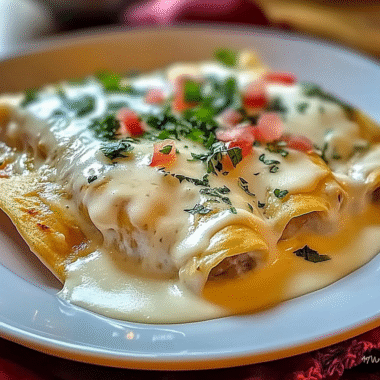 Chicken Enchiladas with Sour Cream White Sauce