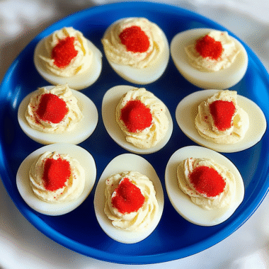 Red, White, and Blue Deviled Eggs