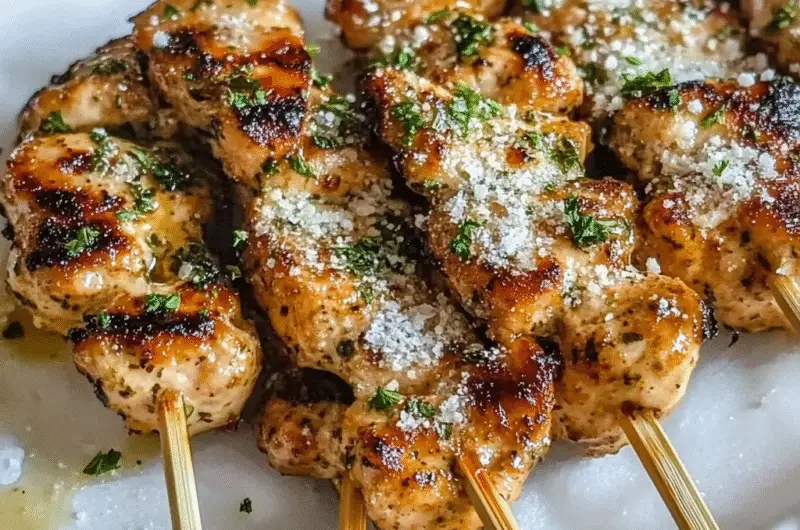Grilled Ranch Garlic Parmesan Chicken Skewers