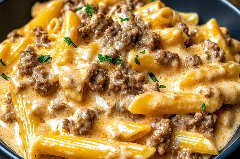 High Protein Creamy Beef Pasta