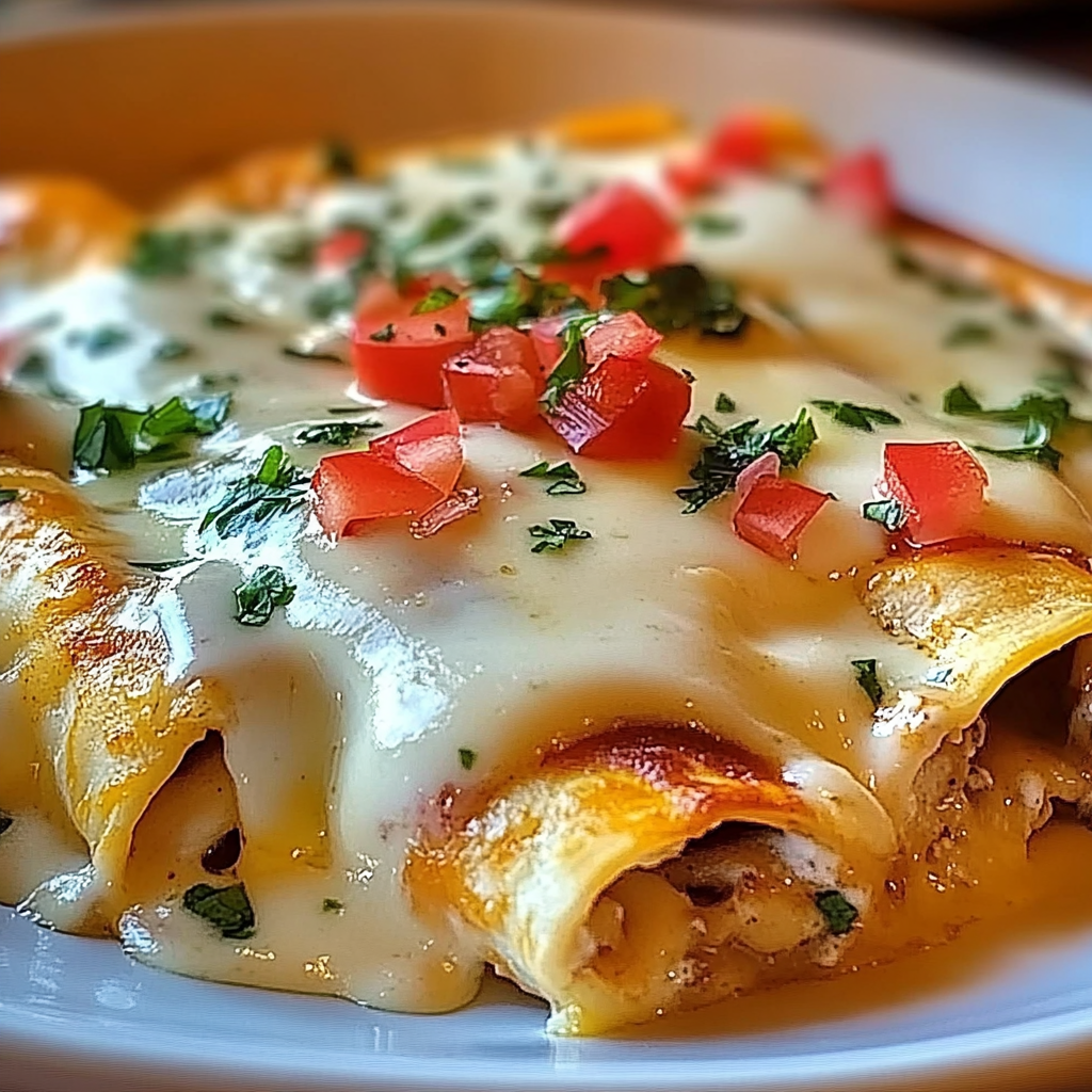 Chicken Enchiladas with Sour Cream White Sauce