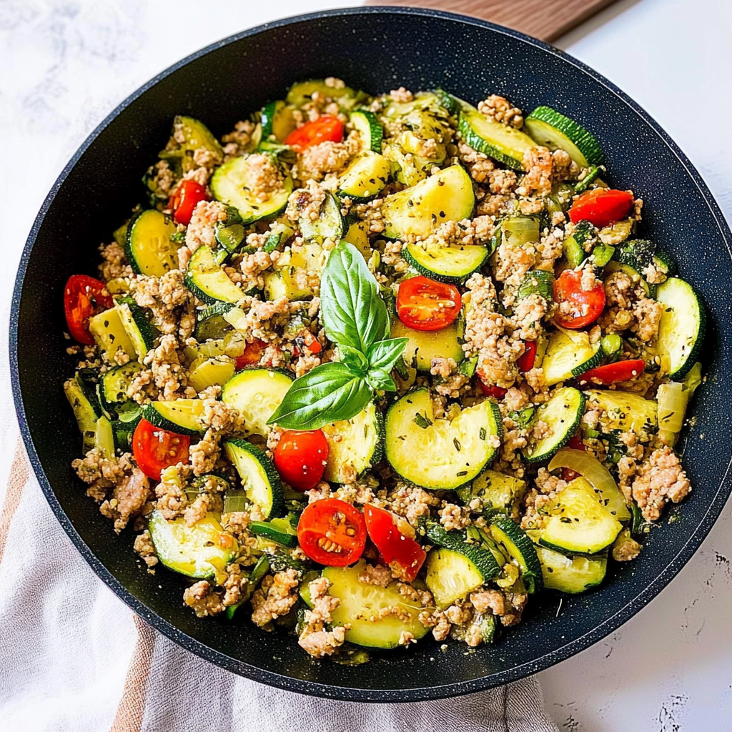 Low Carb Ground Turkey and Zucchini Skillet