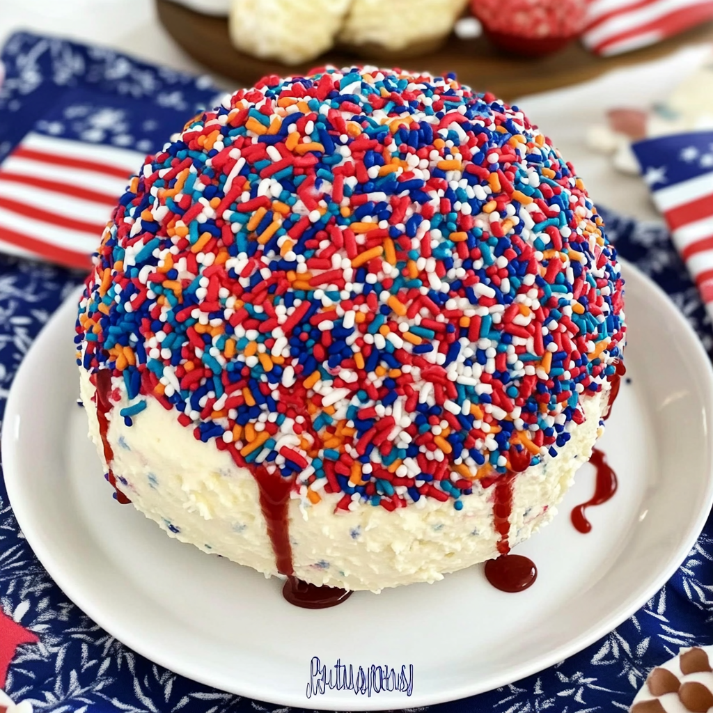 Patriotic Funfetti Cake Cheese Ball