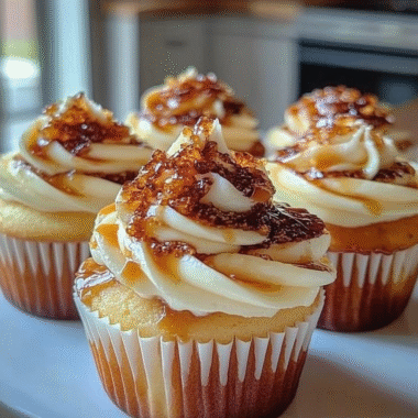 Vanilla Bean Crème Brûlée Cheesecake Cupcakes