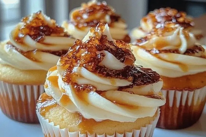 Vanilla Bean Crème Brûlée Cheesecake Cupcakes