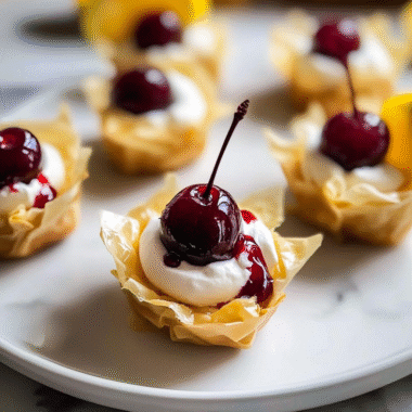 Cherry Phyllo Cups with Lemon Cream