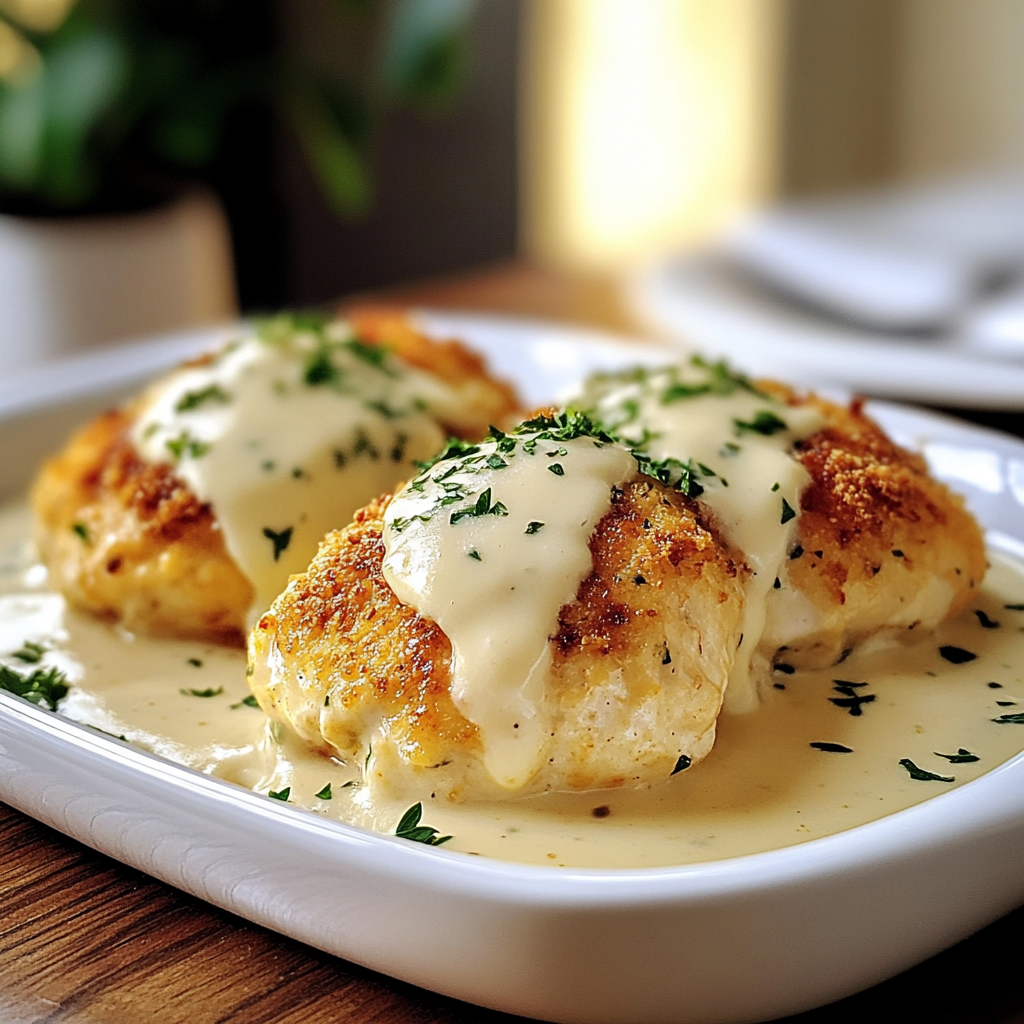Chicken Pillows with Creamy Parmesan Sauce
