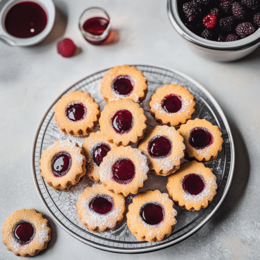 Black Raspberry Jelly Linzer Cookies