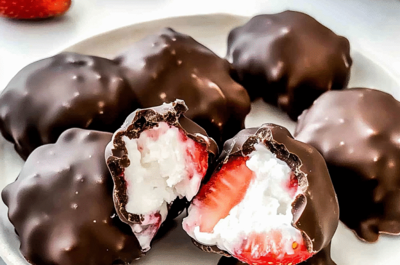 Chocolate Strawberry Frozen Yogurt Bites
