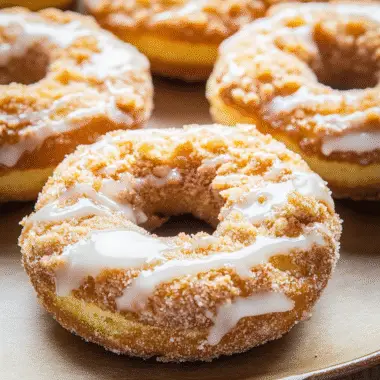 Coffee Cake Donuts with Vanilla Glaze