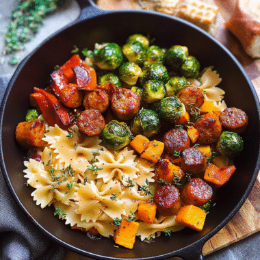 Autumn Dinner with Sausage, Pasta & Squash