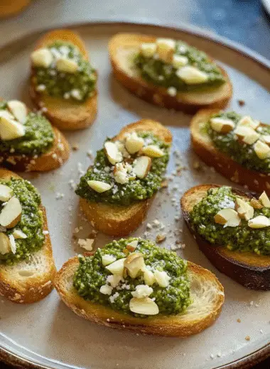 Pistachio Pesto Crostini