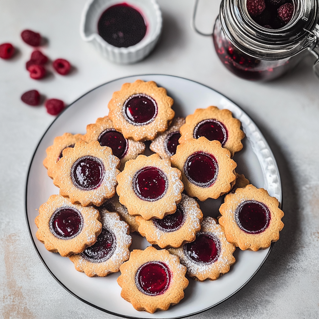 Black Raspberry Jelly Linzer Cookies