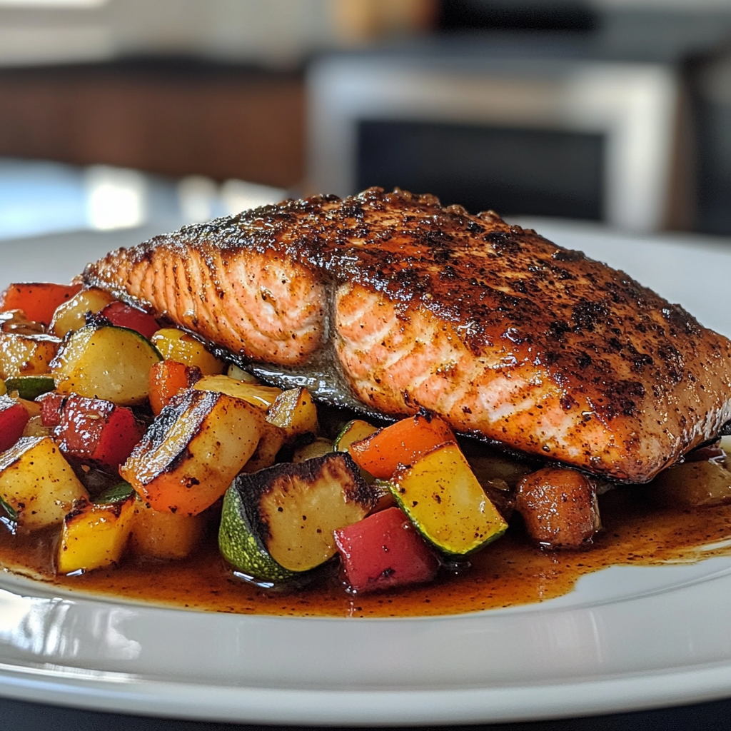 Blackened Salmon with Charred Vegetables
