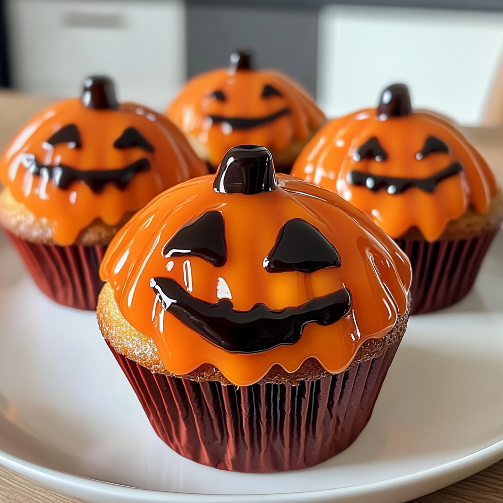 Halloween Jack-O-Lantern Cupcakes
