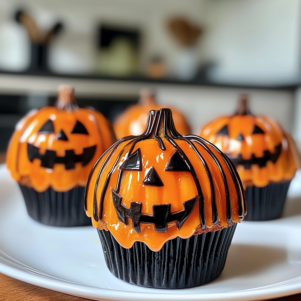 Halloween Jack-O-Lantern Cupcakes