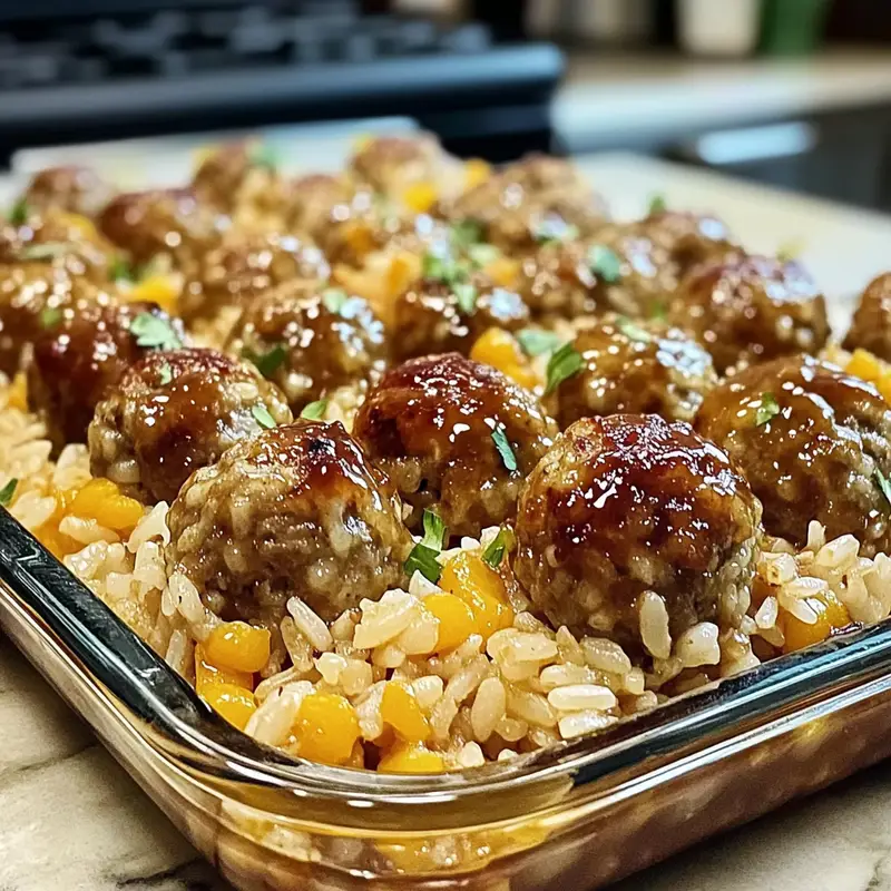 Irresistible Honey Garlic Meatball Rice Bake Recipe