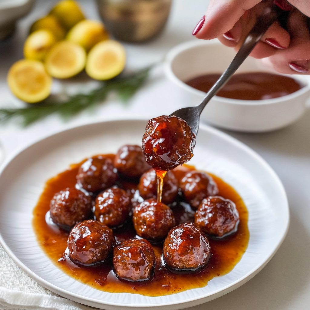 Spicy Plum Jelly Meatballs
