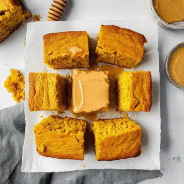 Pumpkin Cornbread with Cinnamon Honey Butter