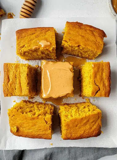 Pumpkin Cornbread with Cinnamon Honey Butter