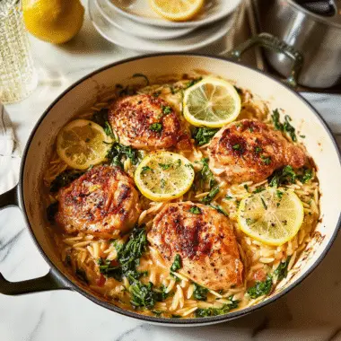 One Pot Lemon Chicken and Orzo
