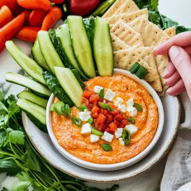 Creamy Feta + Roasted Red Pepper Dip