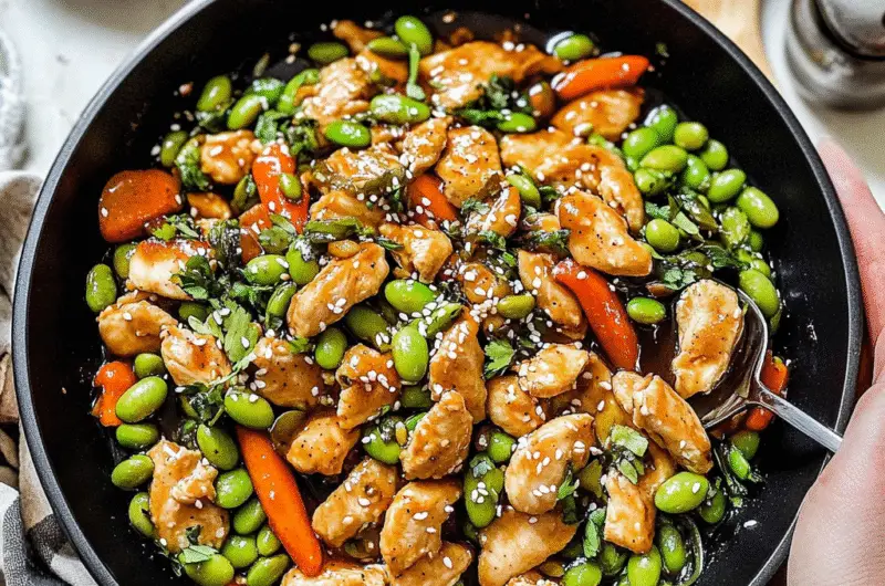 Honey Garlic Edamame Chicken Stir-Fry