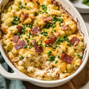 Cheesy Loaded Cauliflower Casserole