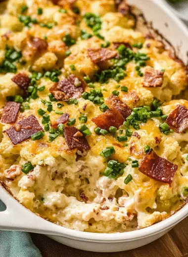 Cheesy Loaded Cauliflower Casserole