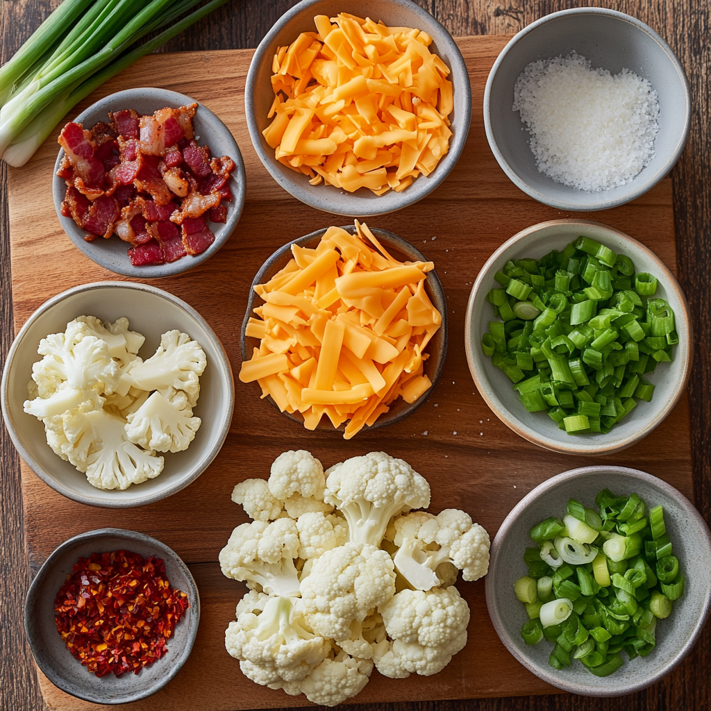 Cheesy Loaded Cauliflower Casserole ingredients