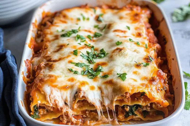 Chicken Spinach Lasagna Roll Ups