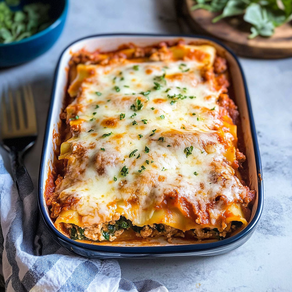 Chicken Spinach Lasagna Roll Ups