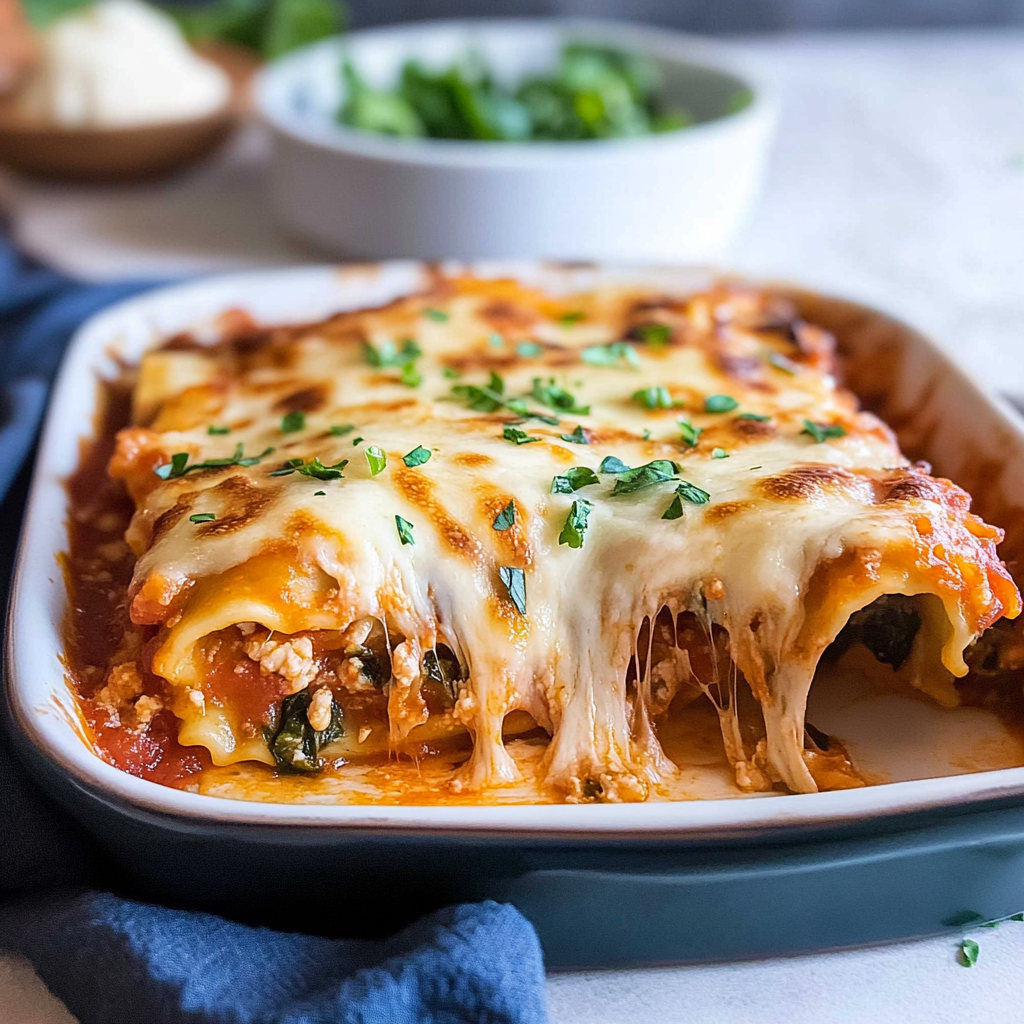 Chicken Spinach Lasagna Roll Ups