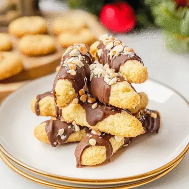 Chocolate Dipped Almond Horn Cookies