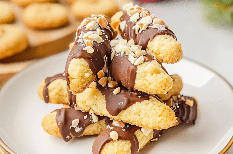 Chocolate Dipped Almond Horn Cookies