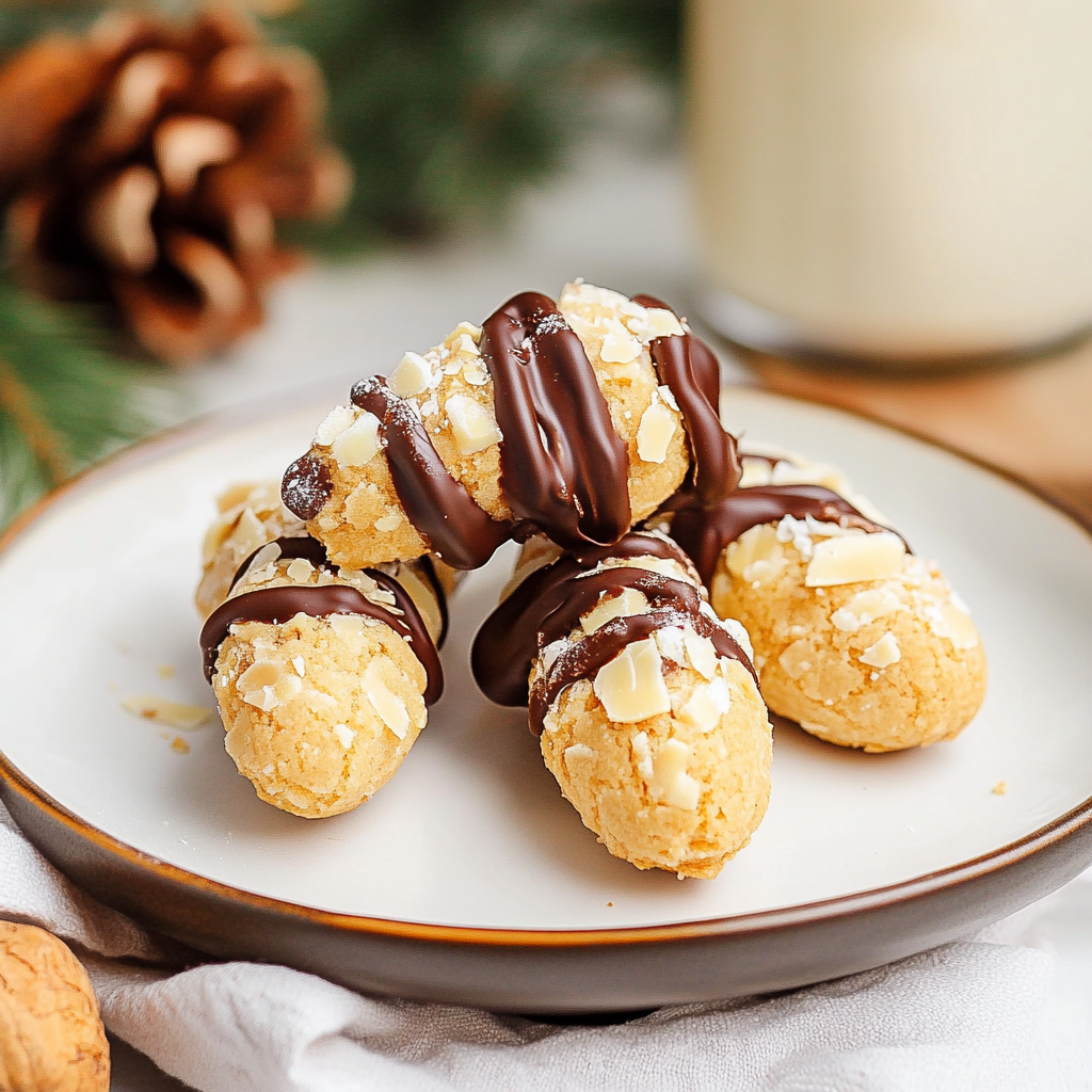 Chocolate Dipped Almond Horn Cookies