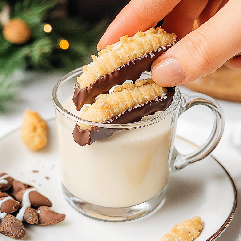Chocolate Dipped Almond Horn Cookies