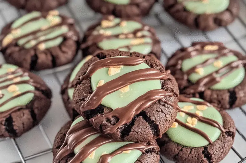 Chocolate Mint Thumbprint Cookies