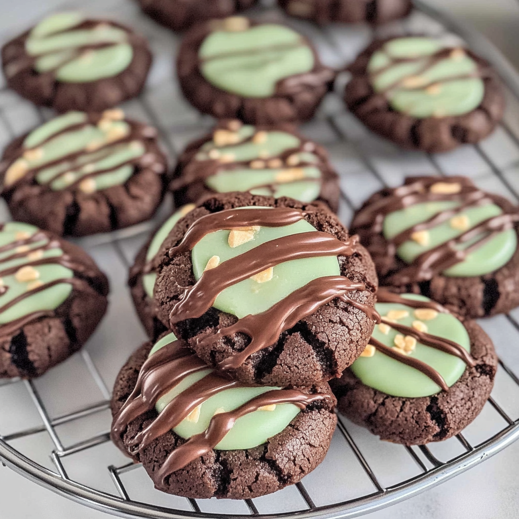 Chocolate Mint Thumbprint Cookies