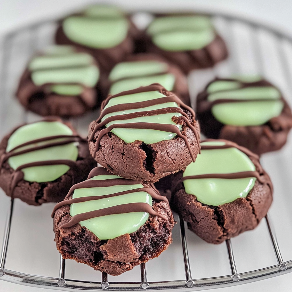 Chocolate Mint Thumbprint Cookies