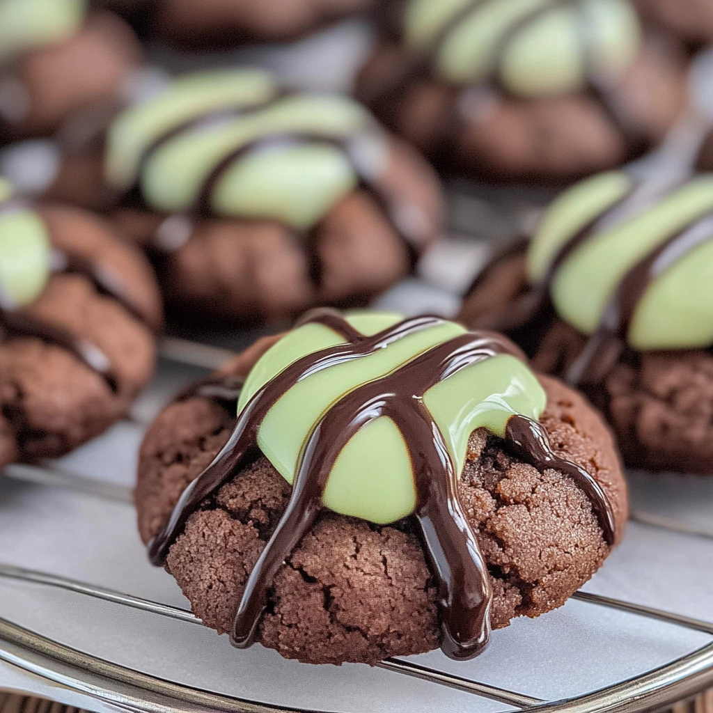 Chocolate Mint Thumbprint Cookies