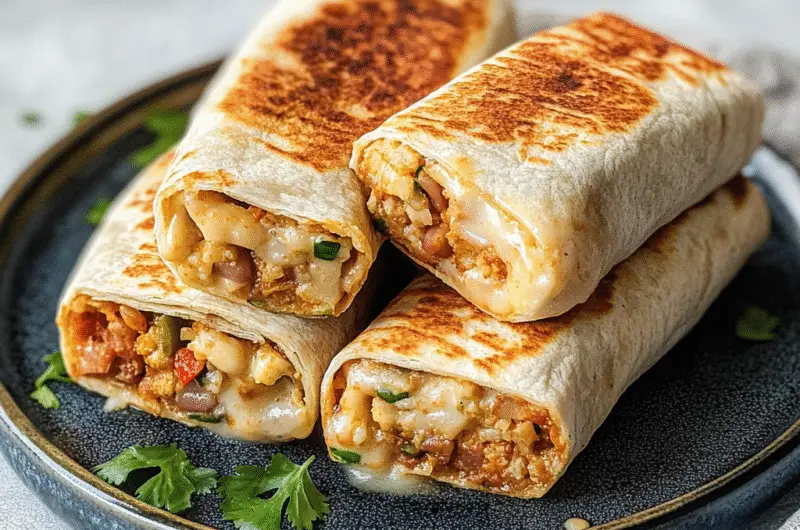 Crispy Chicken, Rice, & Bean Burritos