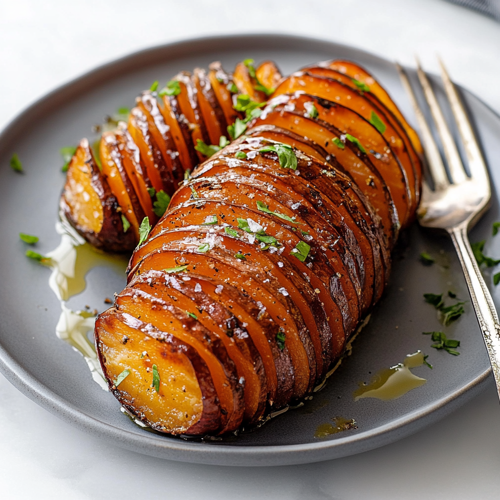 Spiced Hasselback Sweet Potatoes
