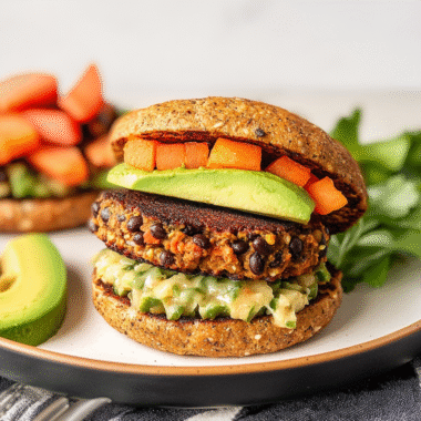 Black Bean Sweet Potato Veggie Burgers (vegan)