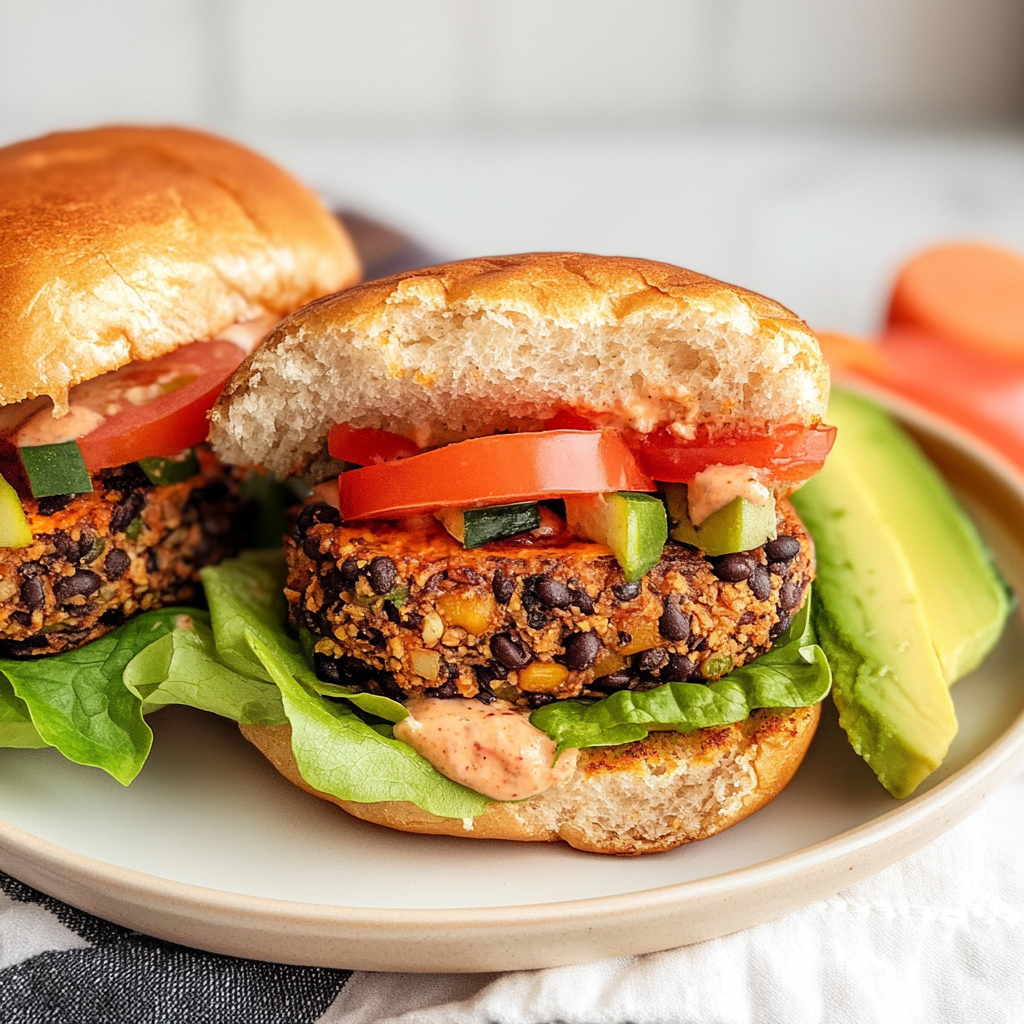 Black Bean Sweet Potato Veggie Burgers (vegan)