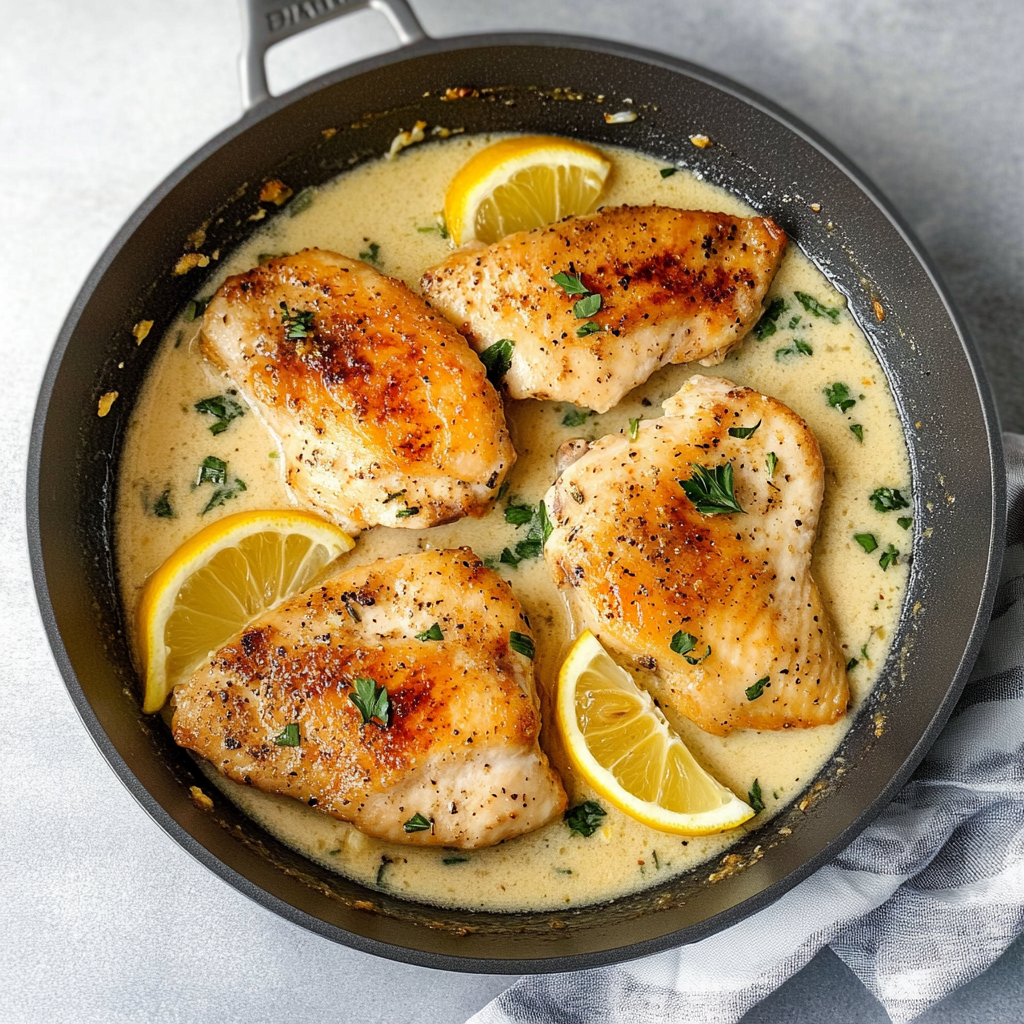 Creamy Lemon Pepper Skillet Chicken