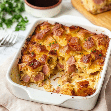 Ham And Cheese Breakfast Casserole Using Croissants